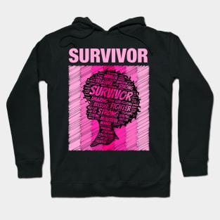 Breast Cancer Survivor African American Woman Pink Afro Hoodie